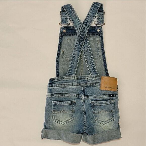 Lucky Brand Girls Shortalls Short Overalls Distressed Size 3T - Picture 4 of 7